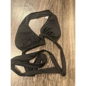 Aerie Triangle Black Bikini Top Wrap Around Halter Neck Swimsuit Medium US‎ l